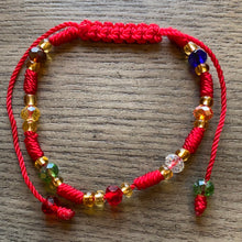 Load image into Gallery viewer, Red Bracelet With Multi Color Glass Beads
