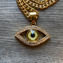 Load image into Gallery viewer, Protection Evil Eye Stainless Steel Pendant Necklace 20”
