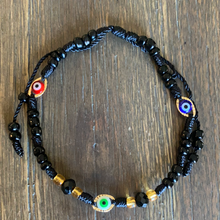 Load image into Gallery viewer, Black Bracelet with Gold Plated Evil Eye
