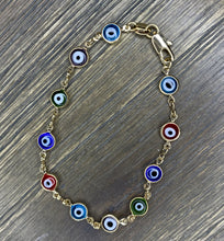 Load image into Gallery viewer, Premium Multi Color Evil Eye Gold Plated Bracelet
