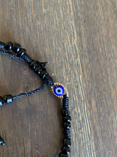 Load image into Gallery viewer, Black Bracelet with Gold Plated Evil Eye

